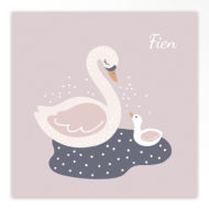 Gevouwen geboortekaartjes 'Sierlijke zwanen'