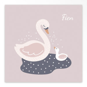 Gevouwen geboortekaartjes 'Sierlijke zwanen'