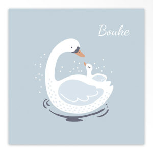 Gevouwen geboortekaartjes 'Sierlijke zwanen'