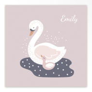 Gevouwen geboortekaartjes 'Sierlijke zwanen'
