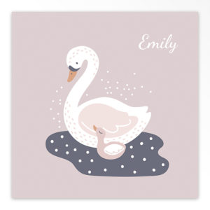 Gevouwen geboortekaartjes 'Sierlijke zwanen'