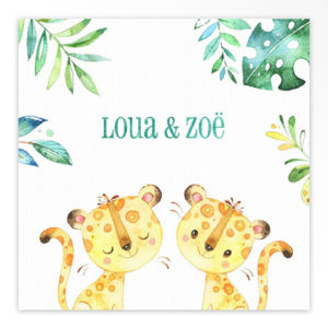 Geboortekaartjes tweeling 'Jungle bengels'