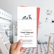 Ongevouwen geboortekaartjes 'Familie Vogel'