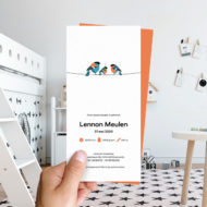 Ongevouwen geboortekaartjes 'Familie Vogel'