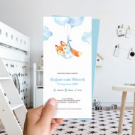 Ongevouwen geboortekaartjes 'In de wolken'