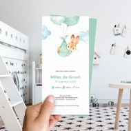 Ongevouwen geboortekaartjes 'In de wolken'
