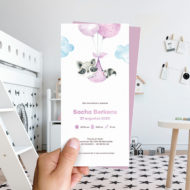 Ongevouwen geboortekaartjes 'In de wolken'