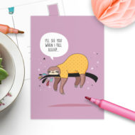 Postkaart 'Lazy luiaards' pyjama