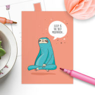 Postkaart 'Lazy luiaards' meditatie