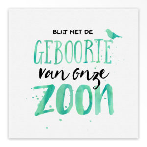 Gevouwen geboortekaartjes 'Uitbundige letters'