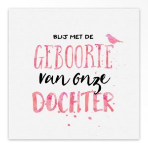 Gevouwen geboortekaartjes 'Uitbundige letters'