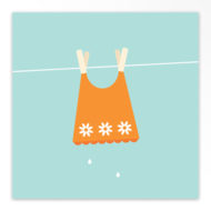 Gevouwen geboortekaartjes 'Waslijn'