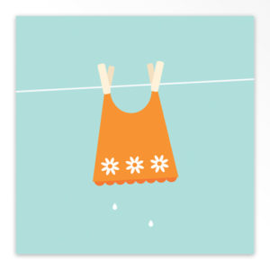 Gevouwen geboortekaartjes 'Waslijn'