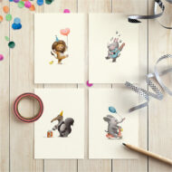 Cadeaukaartjes set van 4 'Joepie jarig'