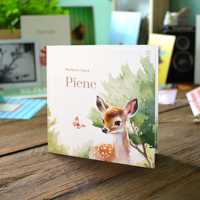 Gevouwen geboortekaartje van Studio Draak