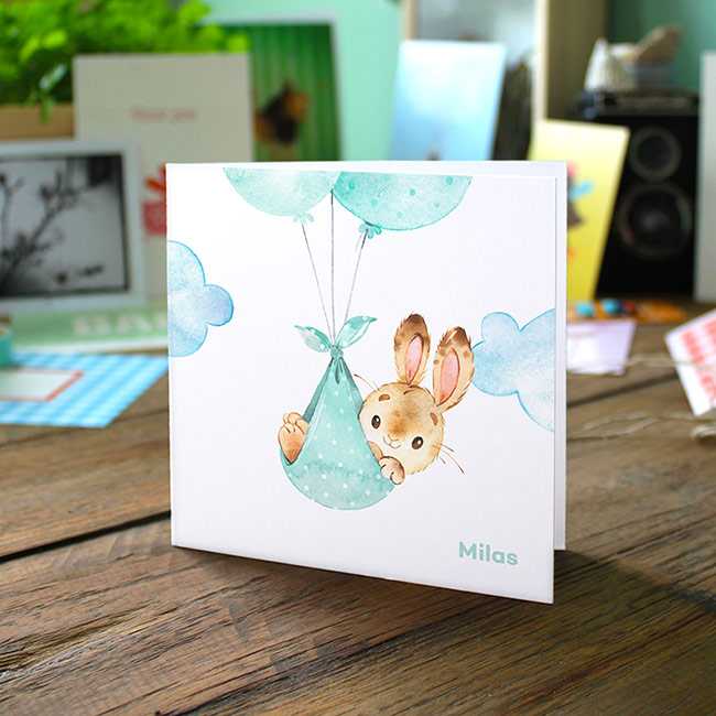 Gevouwen geboortekaartje van Studio Draak