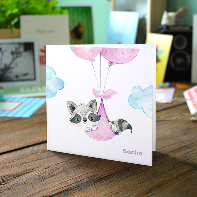 Gevouwen geboortekaartje van Studio Draak