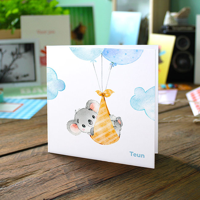 Gevouwen geboortekaartje van Studio Draak